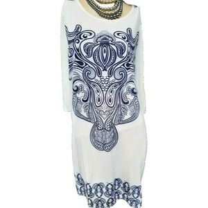 5th & Love Tunic Dress Size Large MSRP $50 NEW Hippie Boho Ethnic Print Artsy